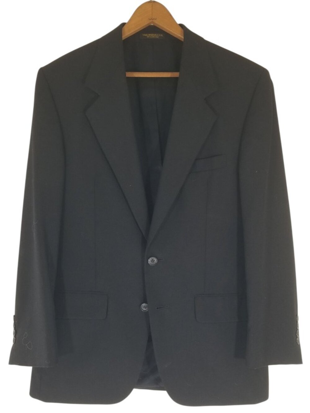 VTG Hardwick Black Suit Classic Lightweight Wool 37S - 29R